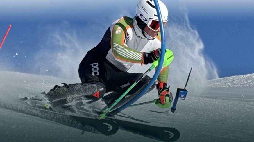 Úry Bálint 33. az első futamban óriás-műlesiklásban